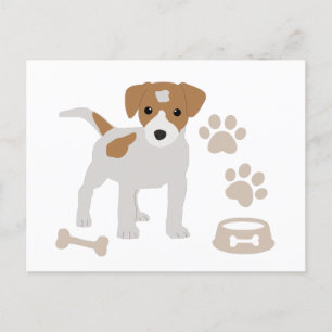 Cute Dog Puppy Paw Prints Pattern Holiday Postcard