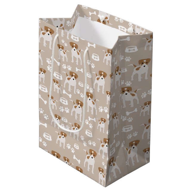 Cute Dog Puppy Paw Prints Pattern Medium Gift Bag (Front Angled)