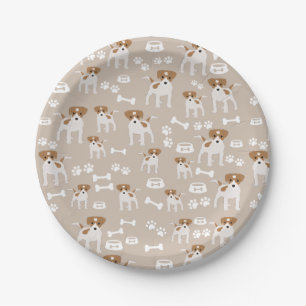 Cute Dog Puppy Paw Prints Pattern  Paper Plate