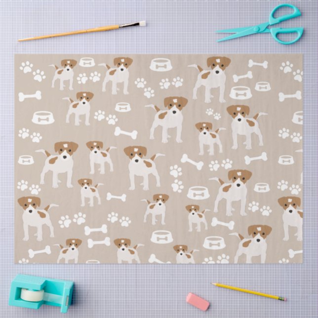 Cute Dog Puppy Paw Prints Pattern  Tissue Paper (Craft)