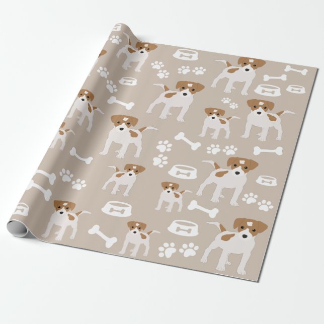 Cute Dog Puppy Paw Prints Pattern  Wrapping Paper (Unrolled)
