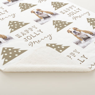 Cute Dog Puppy Pet Typography Christmas Tree Photo Sherpa Blanket