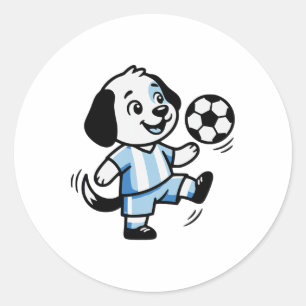 Cute Dog Puppy Playing Soccer Footll Dogs Puppies Classic Round Sticker