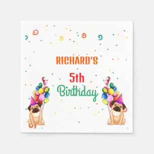 Cute Dog Puppy Themed Kid's Birthday Party Napkin