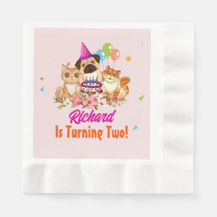 Cute Dog Puppy Themed Kid's Birthday Party Napkin
