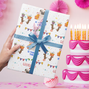 Cute Dog Puppy Themed Kid's Birthday Party Wrapping Paper