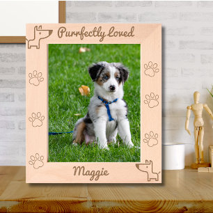 Cute Dog Purrfectly Loved Etched Frames