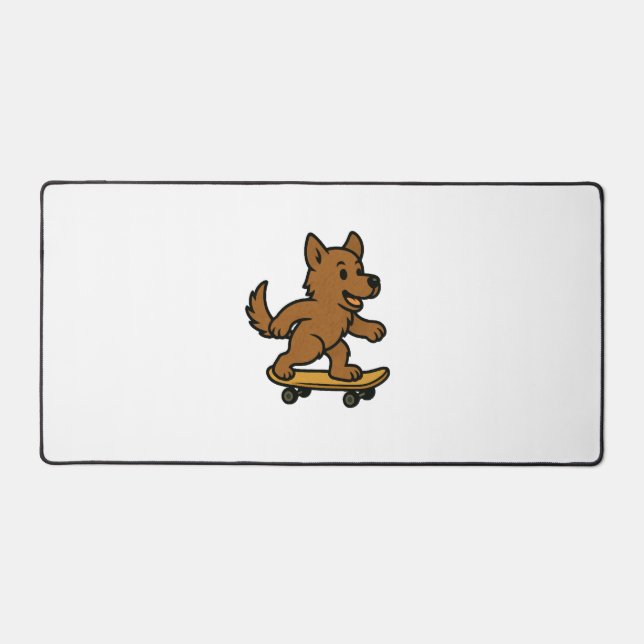 Cute Dog riding Skateboard Desk Mat (Front)