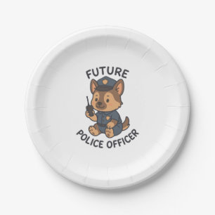 Cute Dog riding Skateboard Paper Plate