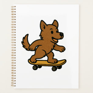 Cute Dog riding Skateboard Planner