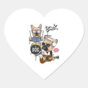 Cute Dog Rock Band Playing Guitar Essential T-Shir Heart Sticker