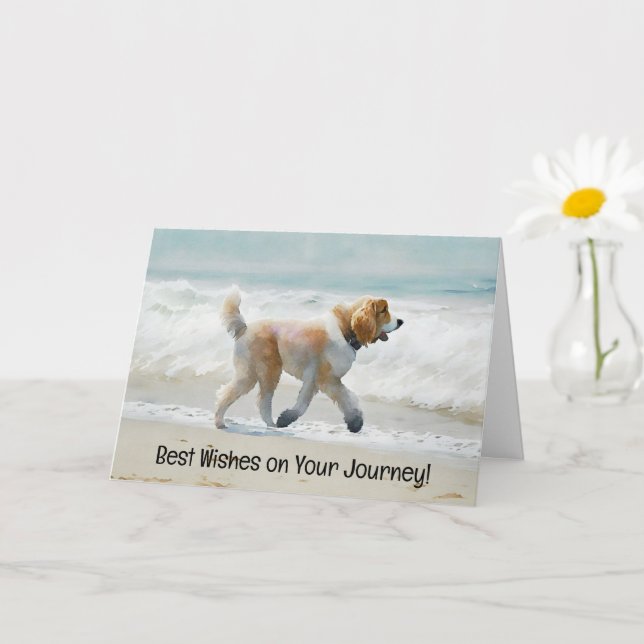 Cute Dog Running Beach Art Journey Job Card (Small Plant)