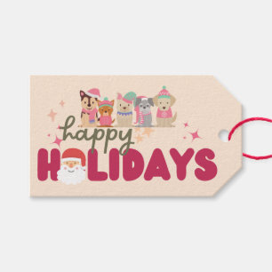 Cute dog’s family or business Flat Holiday Card Gift Tags