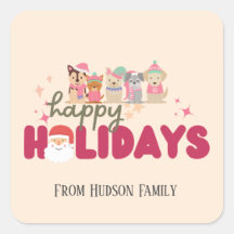 Cute dog’s family or business Flat Holiday Card