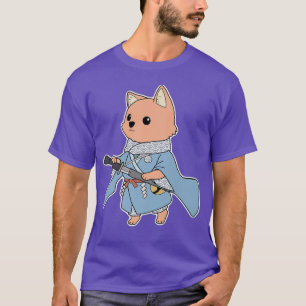 Cute Dog Samurai in Traditional Clothes Blue (2) T-Shirt