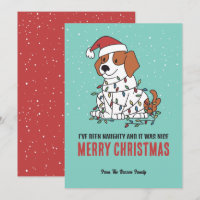 Cute Dog Santa Naughty and Nice Merry Christmas