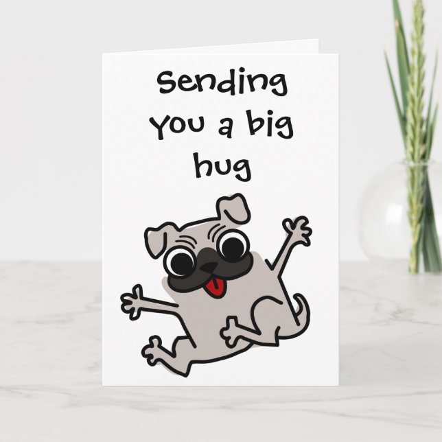 Cute Dog Sending 4 Hugs Miss You Card (Front)
