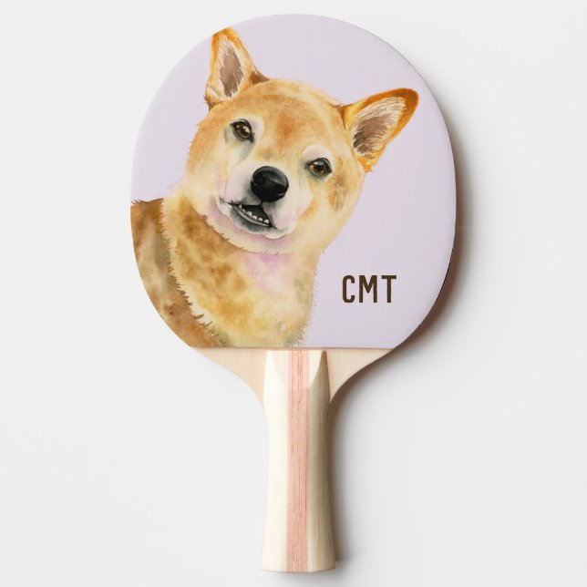 Cute Dog, Shiba Inu Dog Art, Monogram Ping Pong Paddle (Front)