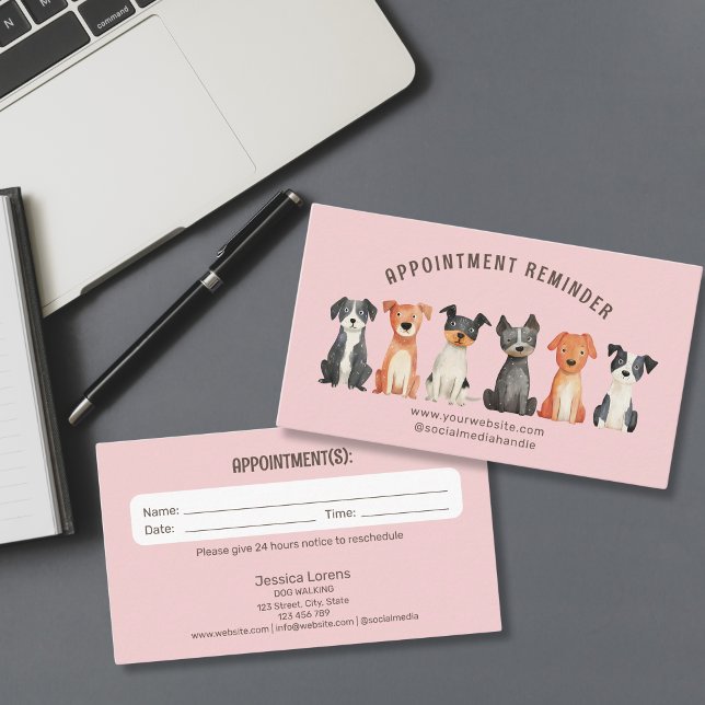 Cute Dog Sitter Groomer Pet Care Appointment Business Card (Creator Uploaded)