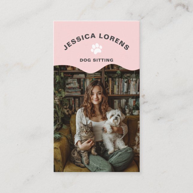 Cute Dog Sitter, Pet Groomer, Dog Walker Business Card (Front)