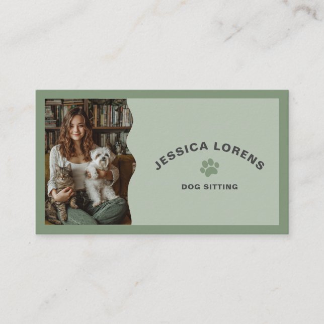 Cute Dog Sitter, Pet Groomer, Dog Walker Business Card (Front)