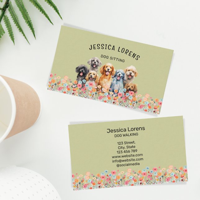 Cute Dog Sitter, Pet Groomer, Veterinarian, Puppy  Business Card (Creator Uploaded)