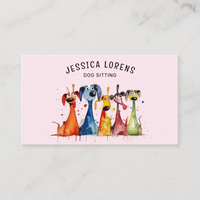 Cute Dog Sitter, Pet Groomer, Veterinarian, Puppy  Business Card (Front)