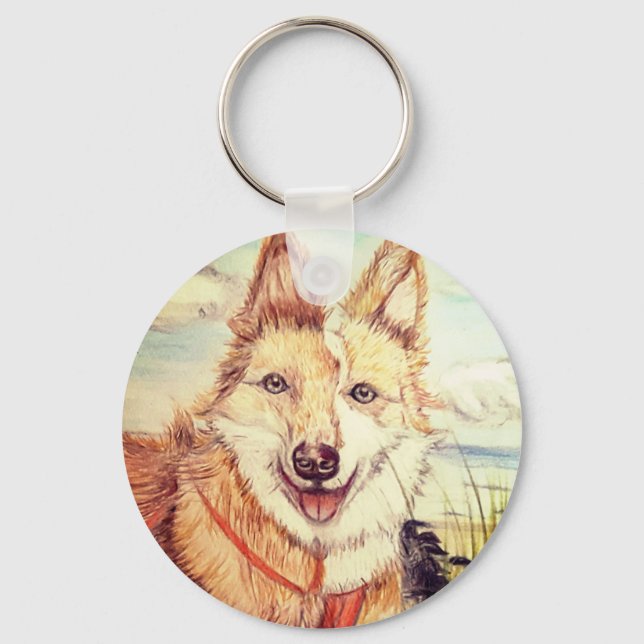 Cute Dog Sketch Key Ring (Front)