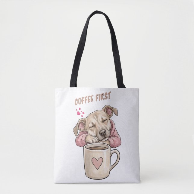 Cute dog sleeping peacefully  tote bag (Front)