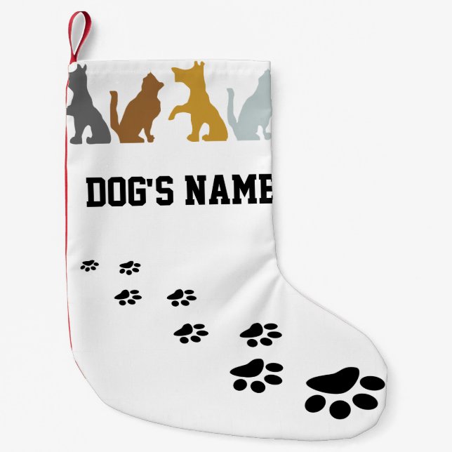 Cute Dog Small Christmas Stocking (Front)