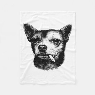 Cute Dog Smoking Cigarette Chihuahua Meme Fleece Blanket
