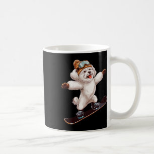 Cute Dog Snowboarding Fun Winter Sport Men Women Coffee Mug