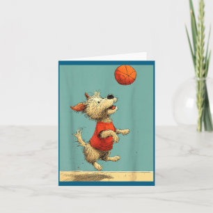 Cute Dog Sports Funny Basketball Design Card