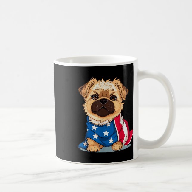 Cute Dog Summer Flag Us Memorial Day  Coffee Mug (Right)