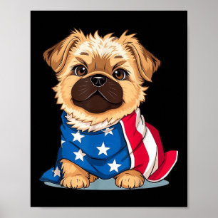Cute Dog Summer Flag Us Memorial Day Poster