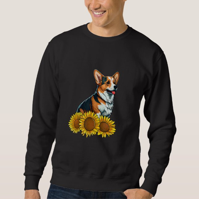 Cute Dog  Sunflower Flower Floral Graphic for Wome Sweatshirt (Front)