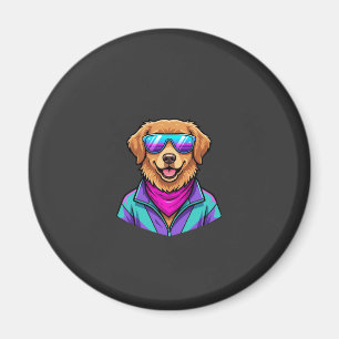 Cute Dog Sunglasses Retro Neon Art_1 Magnet