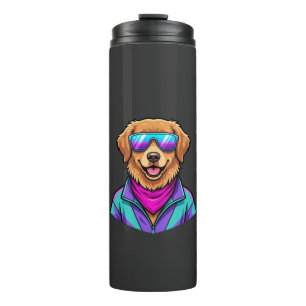 Cute Dog Sunglasses Retro Neon Art_1 Thermal Tumbler