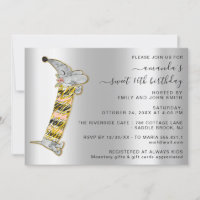 Cute Dog Sweet 16th Birthday Party Silver Grey