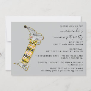 Cute Dog Sweet New Pet Party House Party Grey  Invitation
