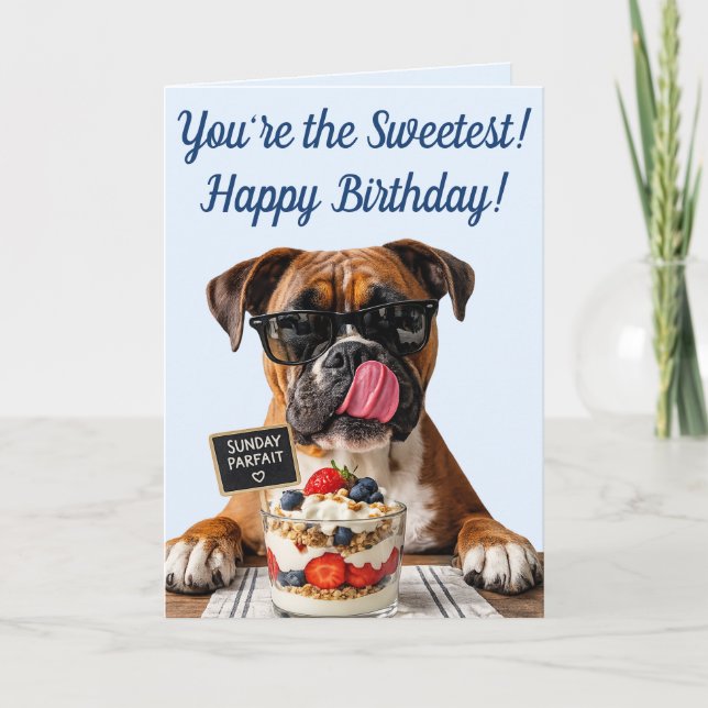 Cute Dog & Sweets Birthday Card (Front)