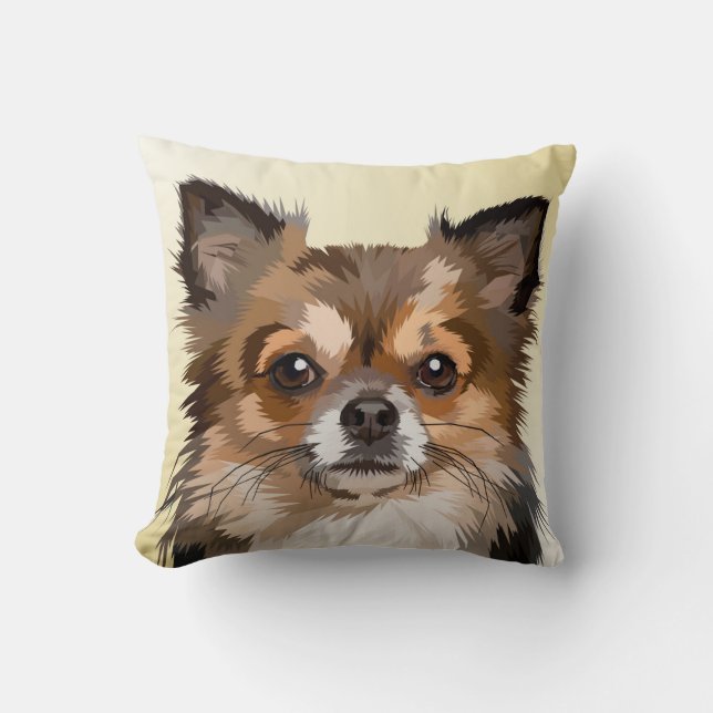 Cute Dog Throw Pillow Brown Pomeranian (Front)