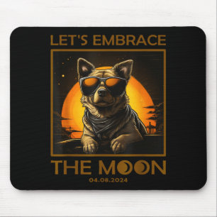 Cute Dog Total Solar Eclipse Embrace Mouse Pad