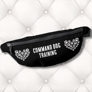 Cute Dog Trainer Black White Paw Print Heart Bum Bags