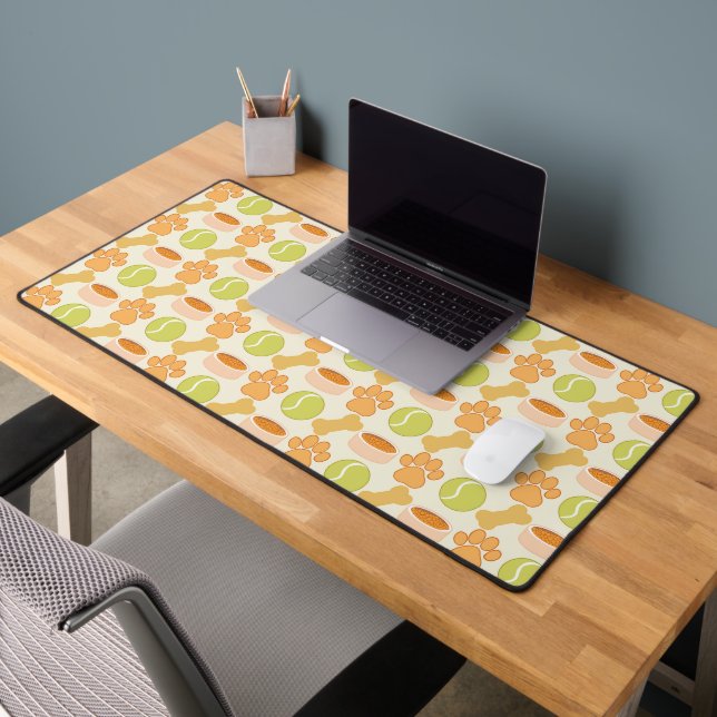 Cute Dog Treats And Toys Pattern Design Desk Mat (Office 2)
