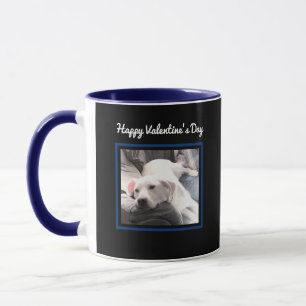Cute Dog Two Photo Navy Blue Valentines Day Mug