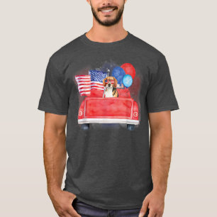 Cute Dog USA Patriotic Fourth Of July Flags Red Tr T-Shirt