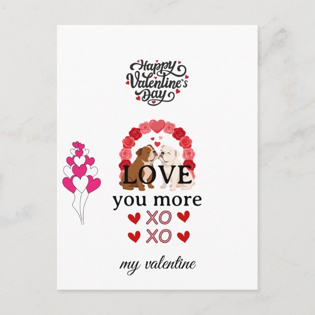 Cute Dog Valentine’s Day Card – “Love You More (Front)