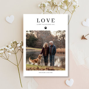 Cute Dog Valentines Golden Retriever Family Photo Holiday Card