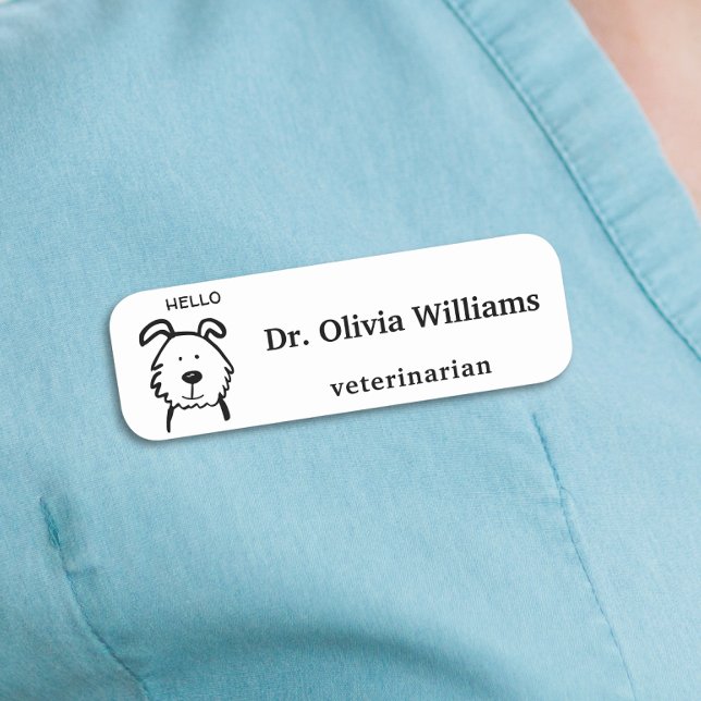 Cute Dog Veterinarian Name Tag (Creator Uploaded)